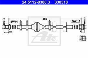Bromsslang, Framaxel, framaxel höger, ALFA ROMEO 145, 146, FIAT BRAVA, BRAVO I, 46421964, 46448591, 60812250