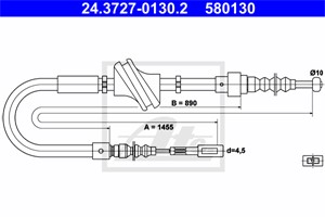 Vajer, parkeringsbroms, Bak, AUDI 100 C3 Avant, 100 C3 Sedan, 200 C3 Avant, 200 C3 Sedan, 443 609 721 E, 443 609 721 G