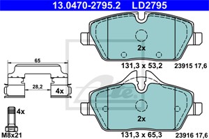 Bromsbeläggsats, Framaxel, BMW 2 Active Tourer [F45], MINI MINI, MINI Cabriolet, MINI CLUBMAN, 34 10 6 863 292, 34 11 6 860 016
