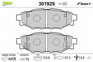 Bromsbeläggsats, Bakaxel, SUBARU,TOYOTA, 26696AG000, 26696AG010, 26696-AG010, 26696AG030, 26696-AG030, 26696AG031, 26696-AG031, 26696AG0