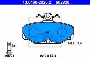 Bromsbeläggsats, Bakaxel, FORD, 1638880, 1648236, 1652206, 6162338