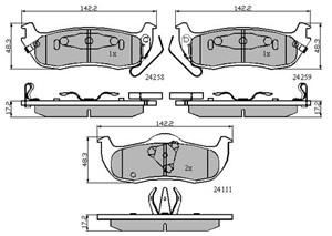 Bromsbeläggsats, Bakaxel, INFINITI QX56, JEEP COMMANDER, GRAND CHEROKEE III, NISSAN NP300 NAVARA, NP300 NAVARA Flak/chassi, 4406075025,