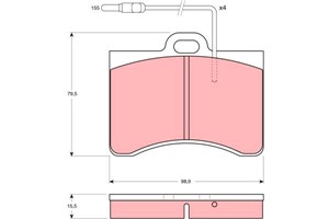 Bromsbeläggsats, Framaxel, CITROËN CX I, CX II, CX Break I, CX Break II, SM, PEUGEOT 605, 4252 81, 5453876, 5453876S, 95 565 562, 95 624
