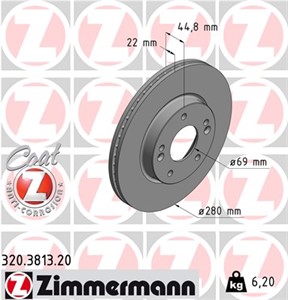 Bromsskiva, Framaxel, HYUNDAI IONIQ, KIA NIRO, 51712-G2000, 51712-G2100