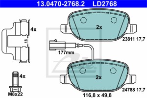 Bromsbeläggsats, Bakaxel, ALFA ROMEO GIULIETTA, GIULIETTA Skåp/halvkombi, 71770096, 77365542