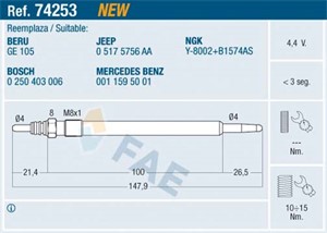 Glödstift, CHRYSLER,MERCEDES-BENZ, 0 517 5756 AA, 001 159 50 01, 001 159 71 01