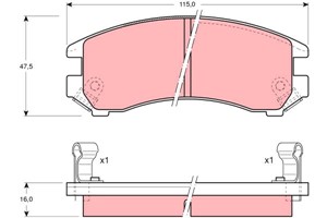 Bromsbeläggsats, Framaxel, NISSAN SUNNY I, SUNNY II, SUNNY Hatchback II, SUZUKI SWIFT Halvkombi II, SWIFT Sedan II, 41060-58A86, 55200-6
