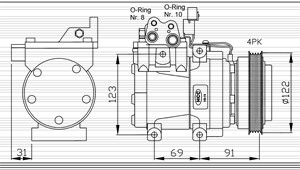 Kompressor, klimatanläggning, HYUNDAI COUPE, ELANTRA III, ELANTRA Sedan III, MATRIX, TIBURON Coupé, 046 145 173, 046 145 283, 046 903 13
