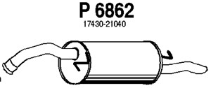 Bakre ljuddämpare, Bak, TOYOTA YARIS VERSO, 17430-21040