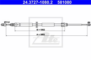 Vajer, parkeringsbroms, Bak, RENAULT, 36 40 000 01R