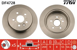 Bromsskiva, Bakaxel, MAZDA,TOYOTA, 42431-20300, 42431-20340, 42431-20360