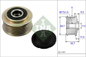 Frihjulskoppling, generator, MAZDA 3, 3 Sedan, 6 Hatchback, 6 Sedan, CX-7, L3BD18300A, L3BD-18-300A, L3M618300A, L3M6-18-300A, L3M618300