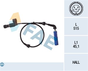 ABS-givare, Sensor, hjulvarvtal, framaxel vänster, BMW, 34 52 6 752 681, 34 52 6 792 897, ALS-464