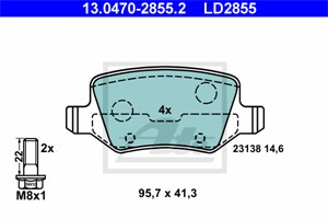 Bromsbeläggsats, Bakaxel, MERCEDES-BENZ A-KLASS [W168, W169], VANEO [414], 168 420 04 20, 414 420 01 20, A 168 420 04 20, A 414 420 01 2