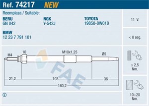 Glödstift, MINI MINI, TOYOTA COROLLA, COROLLA Kombi, COROLLA Sedan, YARIS, YARIS VERSO, 12 23 7 791 101, 19850-0W010