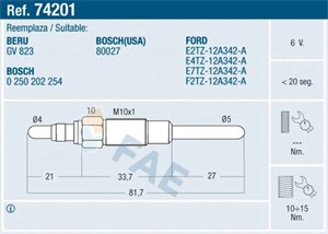 Glödstift, FORD USA ECONOLINE Skåp, 1807917C2, 5613939, 5614220, E2TZ-12A342-A, E4TZ-12A342-A, E7TZ-12A342-A, F2TZ-12A342-A, GP-105, ZD