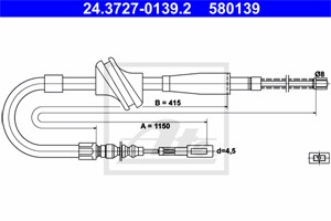 Vajer, parkeringsbroms, Höger bak, AUDI 80 B2 Sedan, 90 B2, COUPE B2, 811 609 722 A, 811 609 722 B, 811 609 722 D, 811 609 722 E