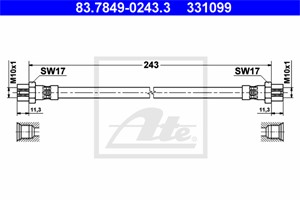 Bromsslang, Bakaxel, SKODA YETI, VW EOS, SCIROCCO III, SCIROCCO Van, 1Q0 611 775 A, 1Q0 611 775 D