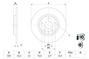 Bromsskiva, Bakaxel, FIAT FREEMONT, LANCIA VOYAGER Minibus, minivan, 04779 713AA, 4779 713AA, 4779713AA, 68227 800AA, 7B0 615 601 C, K0