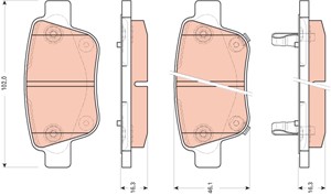 Bromsbeläggsats, Bakaxel, TOYOTA ALPHARD / VELLFIRE, PREVIA III, 04466-28110, 04466-58010, AK NS254