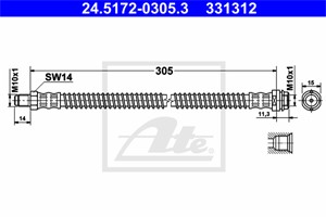 Bromsslang, Bakaxel, MERCEDES-BENZ, 204 420 00 48, 204 420 03 48, 204 420 08 48, 204 420 10 48, 230 420 01 48, A 204 420 00 48, A 204 42