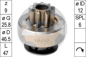 Frihjulsväxel, startmotor, ALFA ROMEO,CADILLAC,CHEVROLET,DAEWOO,FIAT,OPEL,SAAB,VAUXHALL