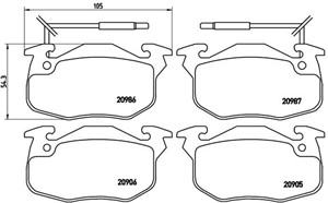 Bromsbeläggsats, Framaxel, CITROËN,PEUGEOT,RENAULT,TALBOT, 1611457980, 245050, 424862, 424865, 424874, 424878, 425017, 425018, 425032, 4