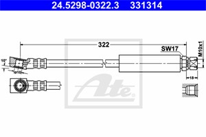 Bromsslang, Framaxel, framaxel höger, OPEL,SAAB,VAUXHALL, 4241444, 5 62 345, 5 62 350, 5 62 358, 90235568, 90374106, 90468319