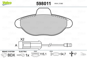 Bromsbeläggsats, Bakaxel, Framaxel, ALFA ROMEO,FIAT, 5892736, 71737178