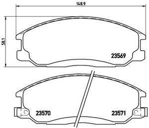 Bromsbeläggsats, Framaxel, DAEWOO,HYUNDAI,SSANGYONG, 0K52Y3323Z, 3500175U1010, 4813008260, 48130090A1, 48130091A0, 5810126A00, 5810126A1