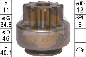 Frihjulsväxel, startmotor, HYUNDAI ix35, SANTA FÉ II, KIA SORENTO II, 36145-2G000