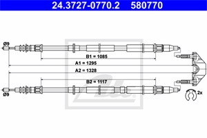 Vajer, parkeringsbroms, Bak, OPEL,VAUXHALL, 13157061, 5 22 455