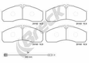 Bromsbeläggsats, Framaxel, IVECO,MERCEDES-BENZ,NISSAN,RENAULT,RENAULT TRUCKS, 0034204620, 2996532, 41060MB225, 41060MB625, 42535782, 425