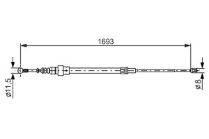 Vajer, parkeringsbroms, Höger, Vänster, SEAT TOLEDO II, SKODA OCTAVIA I, OCTAVIA Combi I, 1J0 609 721 AC, 1J0 609 721 AD, 1J0 609 721 AG