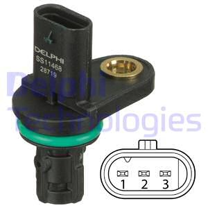 Sensor, kamaxelgivare, Bak, Fram, Avgas-/utsläppssidan, Insugssidan, Vänster, CHEVROLET,OPEL,VAUXHALL, 1249112, 25195555, 25195556, 5556