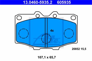 Bromsbeläggsats, Framaxel, TOYOTA HILUX Flak/chassi, HILUX Pick-up III, HILUX Pick-up IV, LAND CRUISER, LAND CRUISER Pick-up, 04491-3507