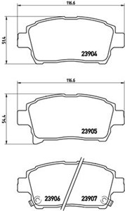 Bromsbeläggsats, Framaxel, TOYOTA COROLLA, MR2 III, PRIUS Liftback, 044650D020, 044650D030, 044650W080, 0446512581, 0446517102, 04465322