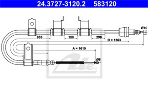 Vajer, parkeringsbroms, Vänster bak, HYUNDAI GETZ, 59760-1C300