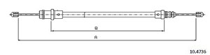 Vajer, parkeringsbroms, Fram, CITROËN,FIAT,LANCIA,PEUGEOT, 1400813580, 474622