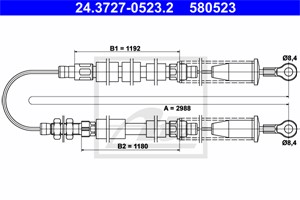 Vajer, parkeringsbroms, Bak, FIAT CINQUECENTO, 7684513