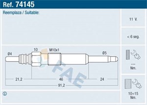 Glödstift, AUDI,DACIA,FORD,NISSAN,OPEL,RENAULT,SEAT,SKODA,SUZUKI,VAUXHALL,VOLVO,VW, 1037204, 11065-00Q00, 11065-00Q0D, 11065-00QAA, 1106