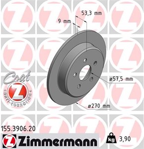 Bromsskiva, Bakaxel, CHRYSLER NEON, NEON II, PT CRUISER, PT CRUISER Cabriolet, 4509 553 AB, 4509 553 AC, 4509 553, 4616 433