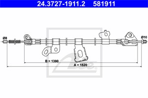 Vajer, parkeringsbroms, Vänster bak, TOYOTA YARIS, 46430-52080