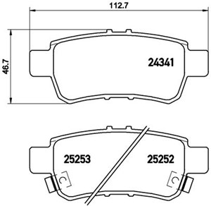 Bromsbeläggsats, Bakaxel, HONDA ODYSSEY, 43022SHJ405, 43022SHJ415, 43022SHJA00, 43022SHJX00