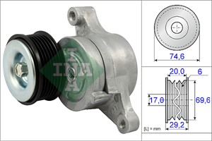 Sträckare, flerspårsrem, MAZDA 2, 2 Sedan, 3, 3 Sedan, ZJ3815980B, ZJ38-15-980B, ZJ3815980C, ZJ38-15-980C