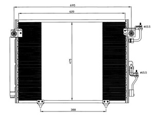 Kondensor, klimatanläggning, MITSUBISHI PAJERO II, PAJERO III, PAJERO Canvas Top II, PAJERO Canvas Top III, 16100-97227-000, MN123332, M