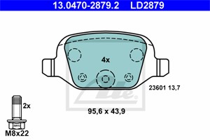 Bromsbeläggsats, Bakaxel, ABARTH,CITROËN,FIAT,LANCIA, 77362270, 77363445, 77364024, 77364961, 9948417, 9949335