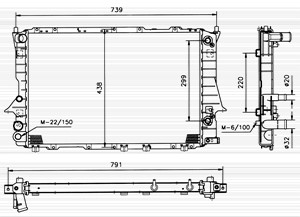 Kylare, motorkylning, AUDI 100 C4 Avant, 100 C4 Sedan, A6 C4, A6 C4 Avant, 4A0121251C, 4A0121251F, 4A0121251P, 77 00 664 805, 77 00 672