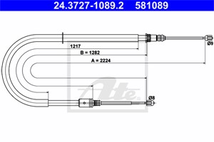 Vajer, parkeringsbroms, Bak, RENAULT LAGUNA III, LAGUNA Coupé, LAGUNA Grandtour III, 36 53 000 01N