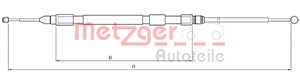Vajer, parkeringsbroms, Bak, Höger, BMW 5 [E60], 5 Touring [E61], 34 40 6 761 098, 34 40 6 770 602, 3440 6 761 098, 3440 6 770 602